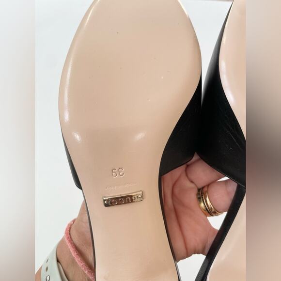 GUCCI Black leather Madelyn Crystal G Mules Block heel  EU 39 - Picture 3 of 13